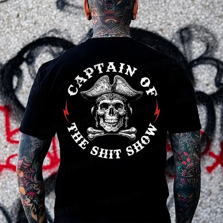 Captain Of The Shit Show Skull Print Men's T-shirt