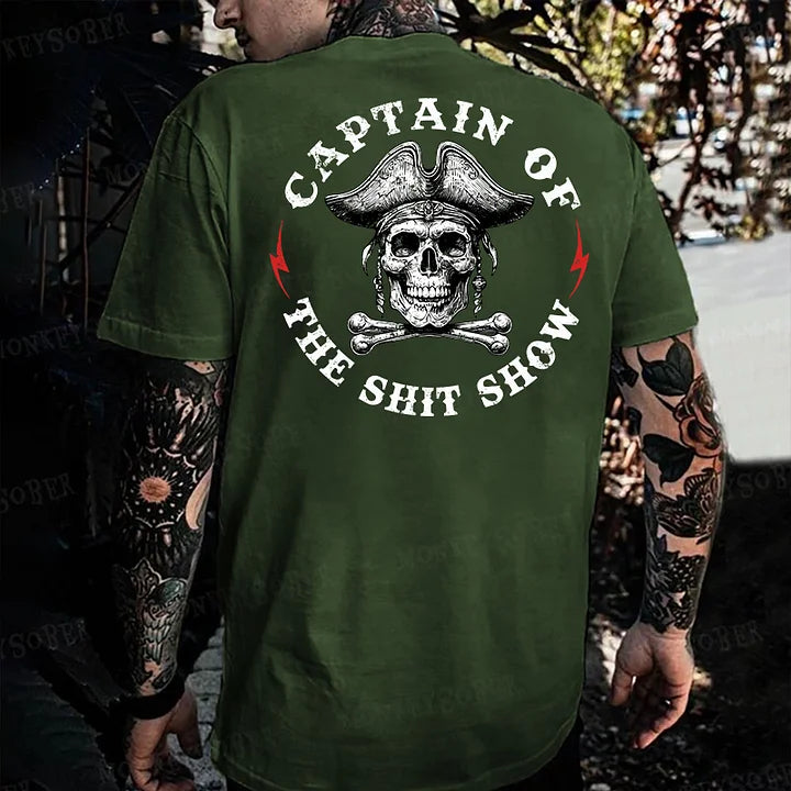 Captain Of The Shit Show Skull Print Men's T-shirt