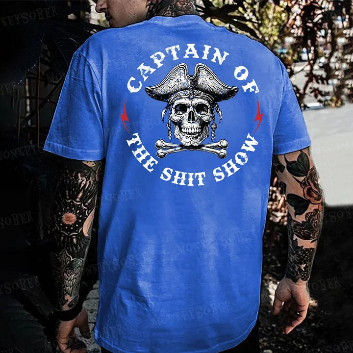 Captain Of The Shit Show Skull Print Men's T-shirt