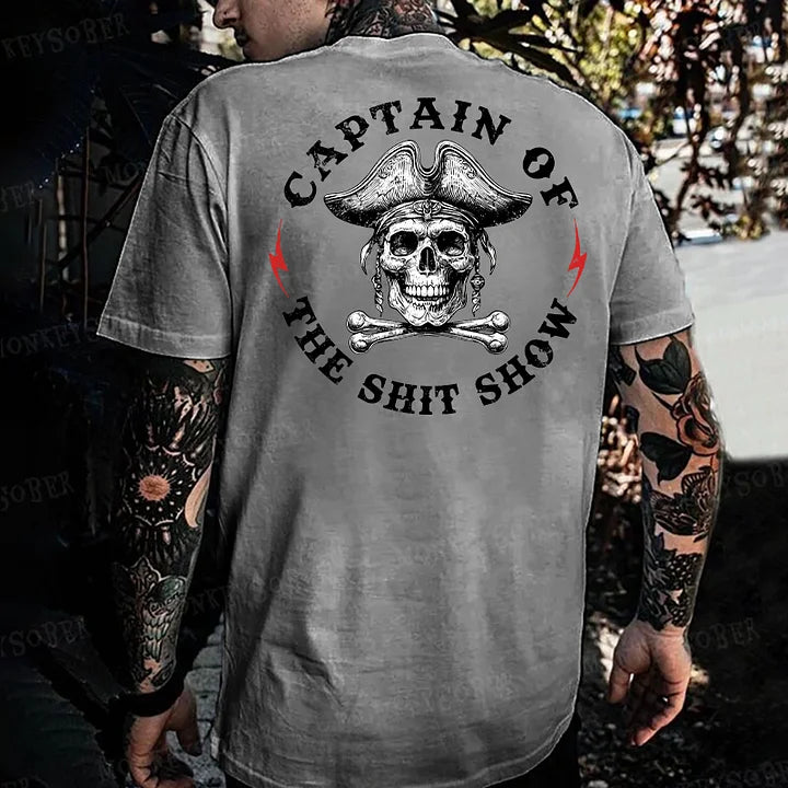 Captain Of The Shit Show Skull Print Men's T-shirt