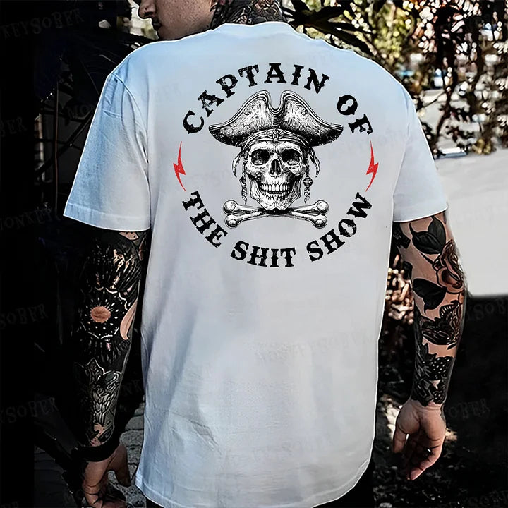 Captain Of The Shit Show Skull Print Men's T-shirt