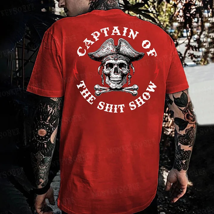 Captain Of The Shit Show Skull Print Men's T-shirt
