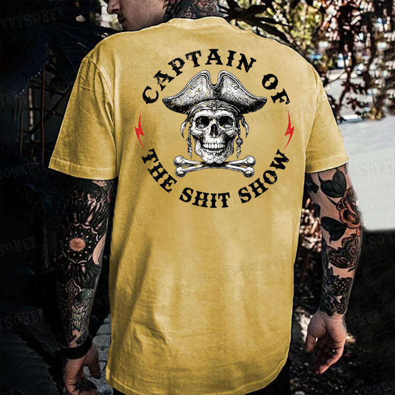 Captain Of The Shit Show Skull Print Men's T-shirt